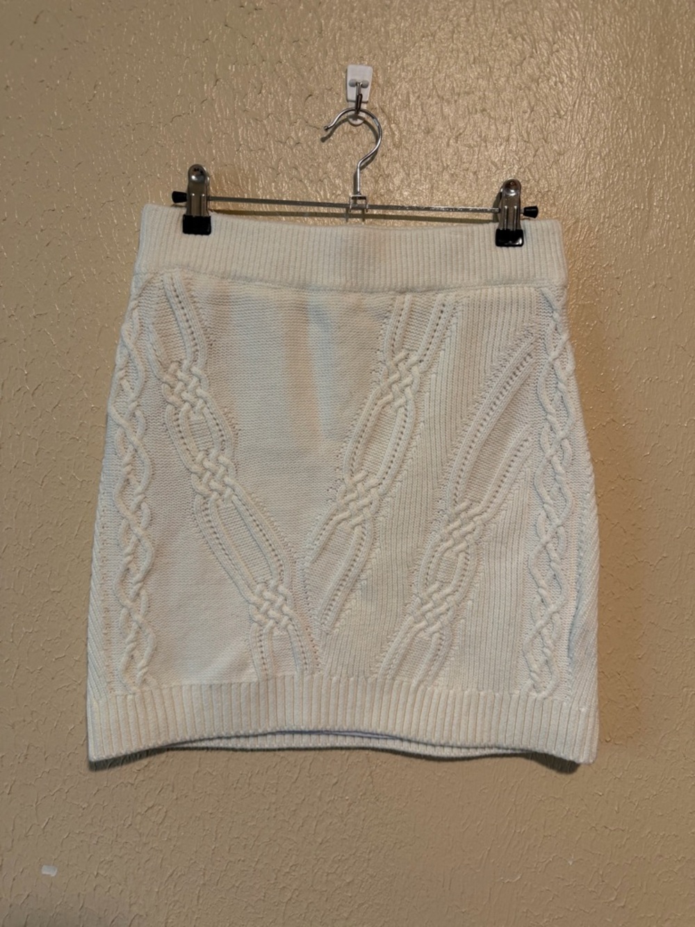 Anthropologie Maeve Cable Knit White Lined Sweater Skirt Size Small - Picture 2 of 6